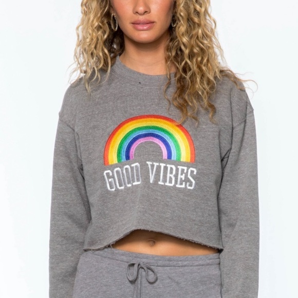 #SWT4 Good vibes cropped sweatshirt - Picture 1 of 4